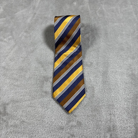 Canali Tie Necktie Blue Gold Striped Silk Made In Italy 1934 3.5x61 Neckwear - Picture 1 of 10